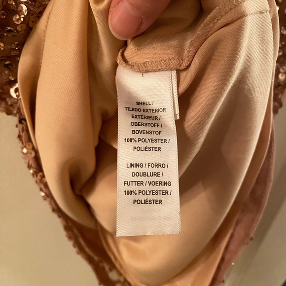 Adrianna Papell Rose Gold Sequin Sheath Dress 10 - Picture 5 of 8